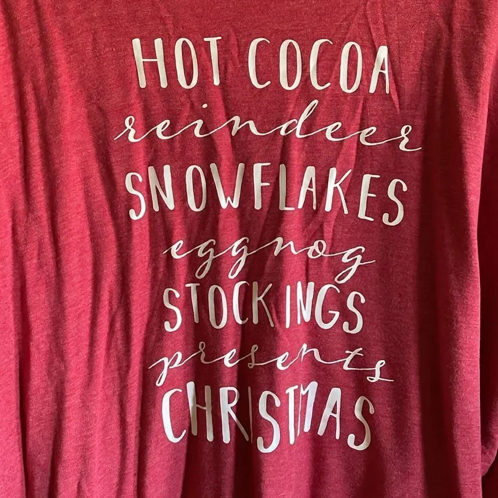 State Of Nine Red & White Long Sleeve Holiday Sweatshirt Size L